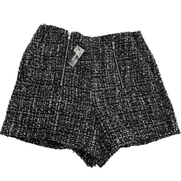 Express Shorts Womens 2 Tweed High Rise Zip Pockets NWT Textured Chic - Picture 1 of 8